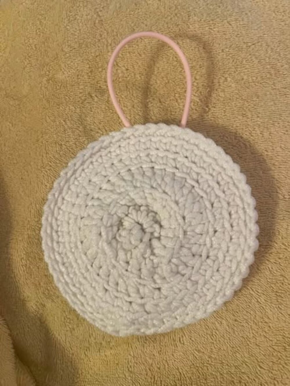 Body Exfoliator - White - Washable - Made w/Scrubology Yarn (Designed for dishes